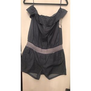 Strapless Denim Romper